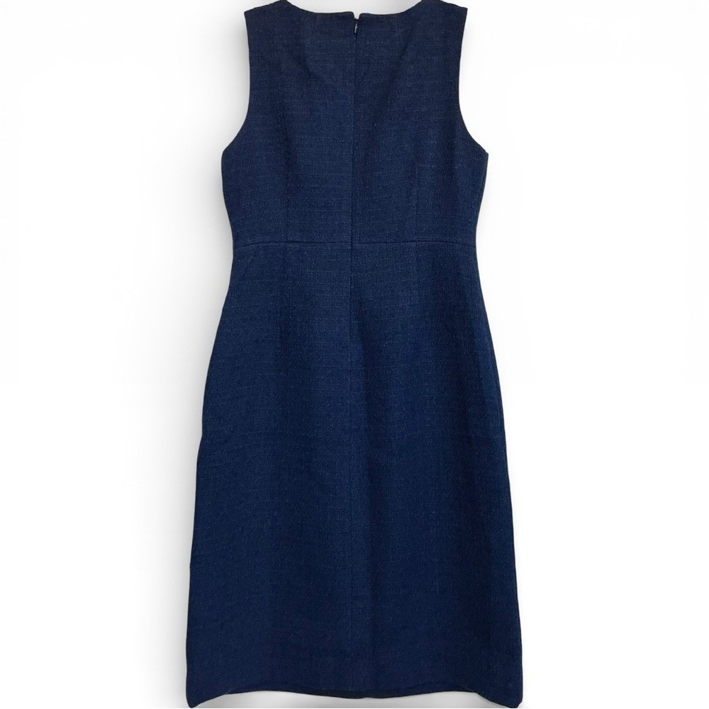 J.Crew Sophia Sleeveless Tweed Wool Blend Navy Blue Midi Dress Size 8 - Picture 5 of 7